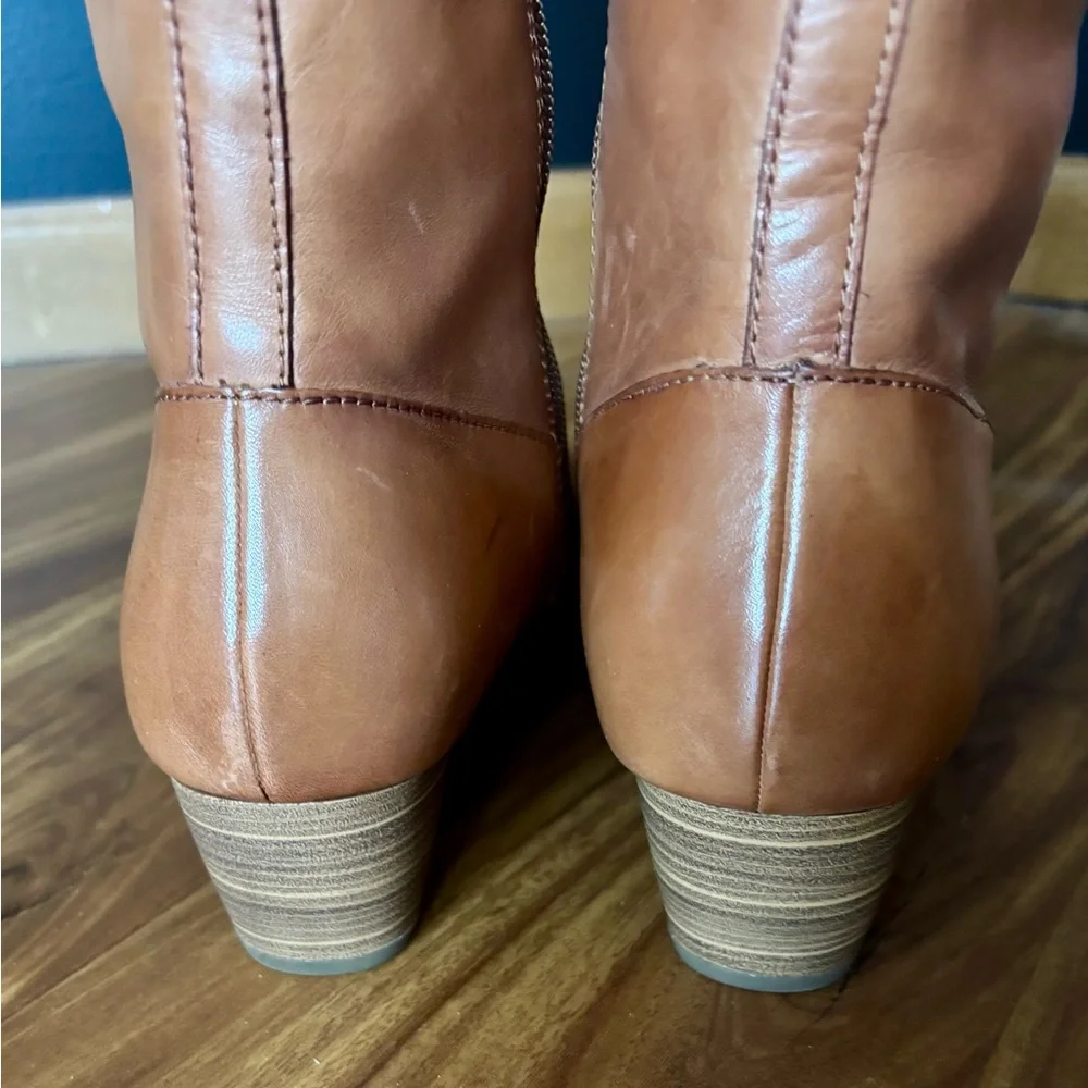 Dansko Tan Leather Heeled Boots - Picture 3 of 5